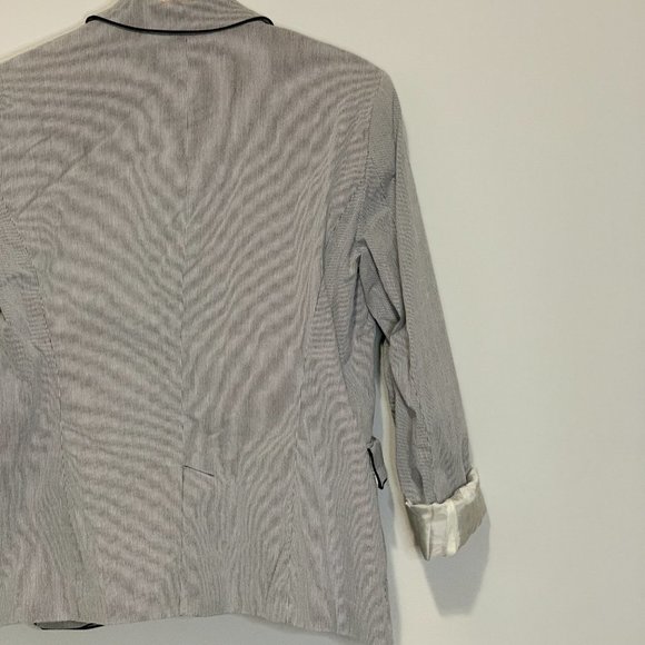 ZARA FULLY LINED JACKET | NARROW STRIPE PATTERNED BLAZER | RAILROAD STIPE | LINE - Picture 6 of 7